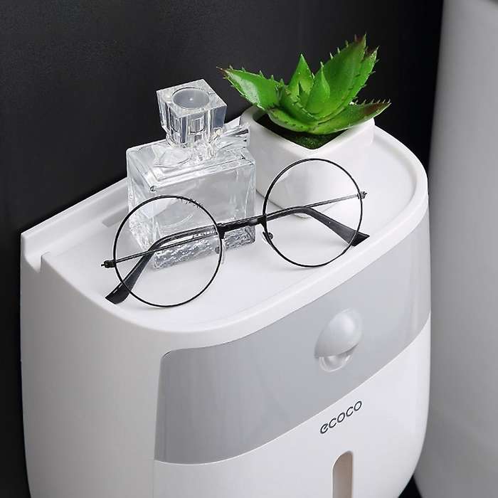 Ecoco Double Layer Toilet Paper Holder Storage Rack Tissue Box A