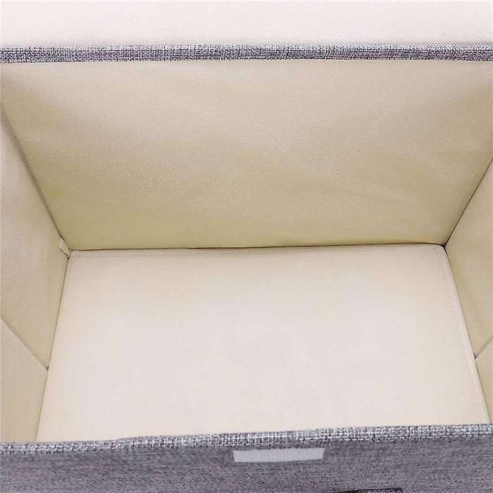 3x Cotton Linen Fabric Folding Cd Storage Boxes Foldable Bins Toys