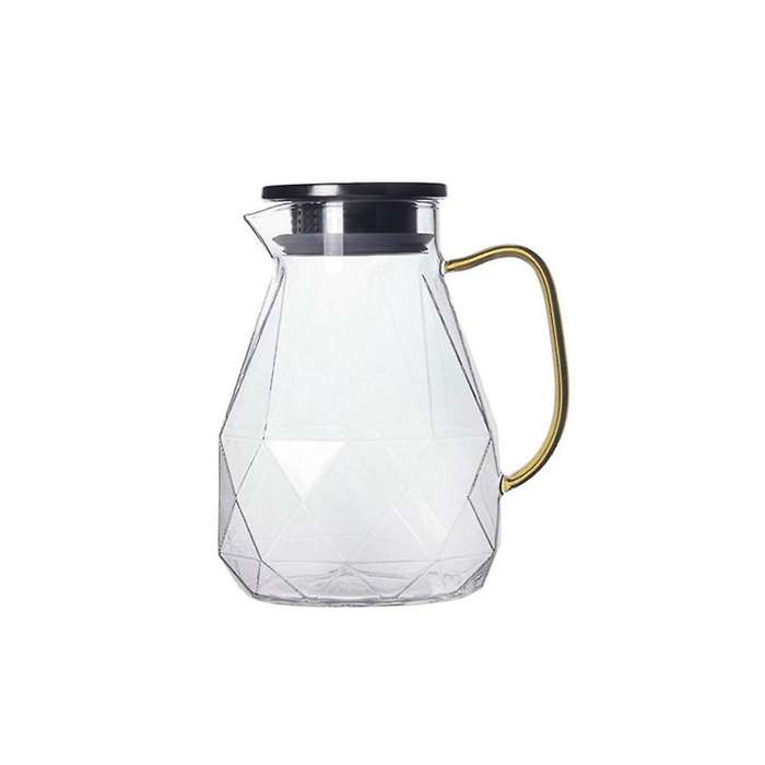 Glass Pitcher 1500ml with Lid, Diamond Pattern, for Hot/cold Water