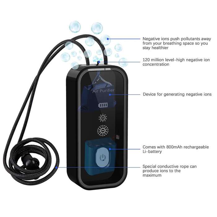 Mini Air Freshner Ionizer Negative Ion Generator for Adult/kids Blue