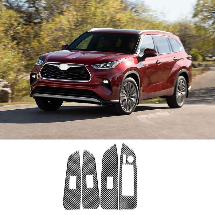 Car Window Lift Switch Sticker Carbon Fiber for Toyota Highlander