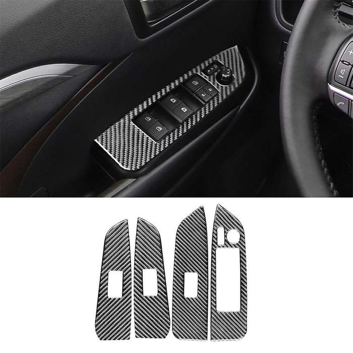 Car Window Lift Switch Sticker Carbon Fiber for Toyota Highlander
