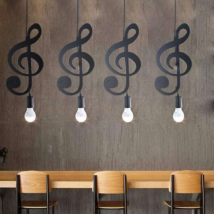 Pendant Light,iron Ceiling Music Note Hanging Light Shade Chandelier
