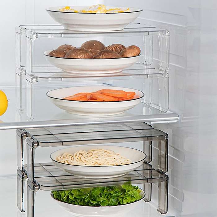 4pcs Stackable Fridge Organizers Layered Shelf Storage Rack L