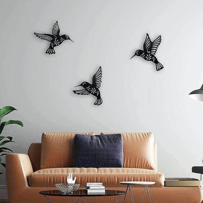 3pcs Metal Bird Wall Art Decoration, Living Room Bedroom