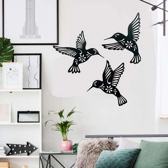 3pcs Metal Bird Wall Art Decoration, Living Room Bedroom