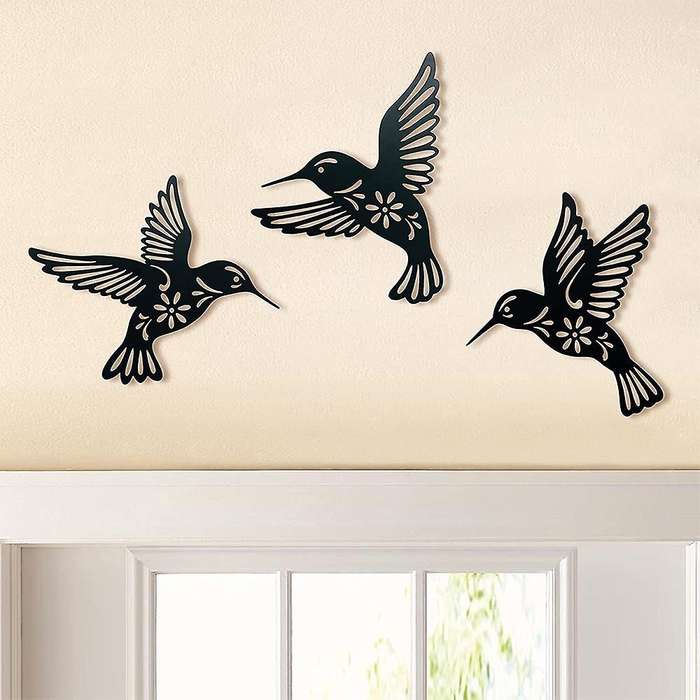 3pcs Metal Bird Wall Art Decoration, Living Room Bedroom