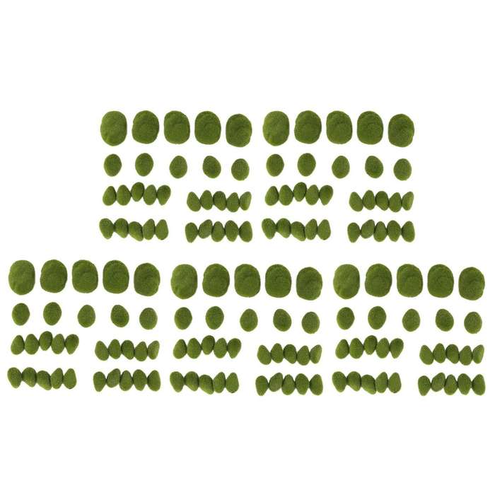 150pcs 3 Size Artificial Moss Rocks Decorative, Green Moss Balls
