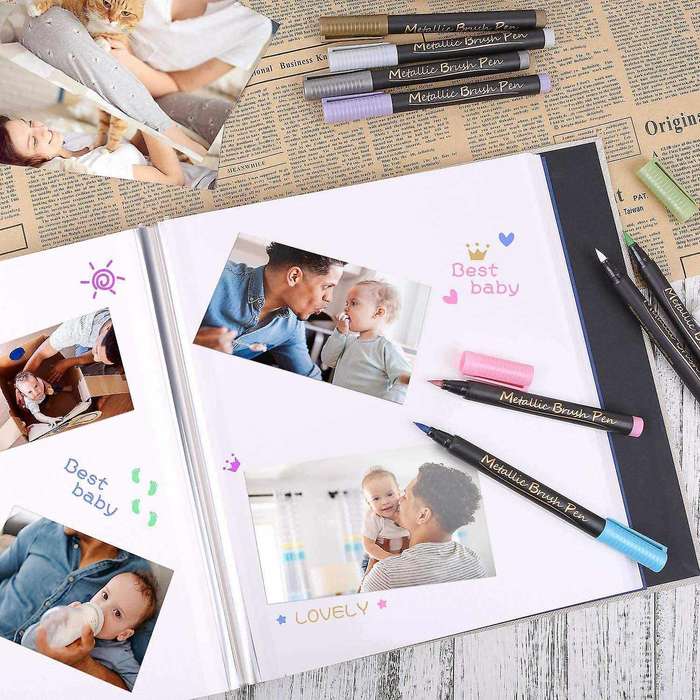 Photo Album Scrapbook Linen Diy Memory Book Thick Pages with Film