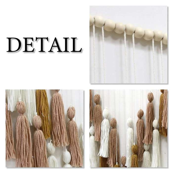 Macrame Wall Hanging with Wood Beads for Bedroom Living Room Kitchen