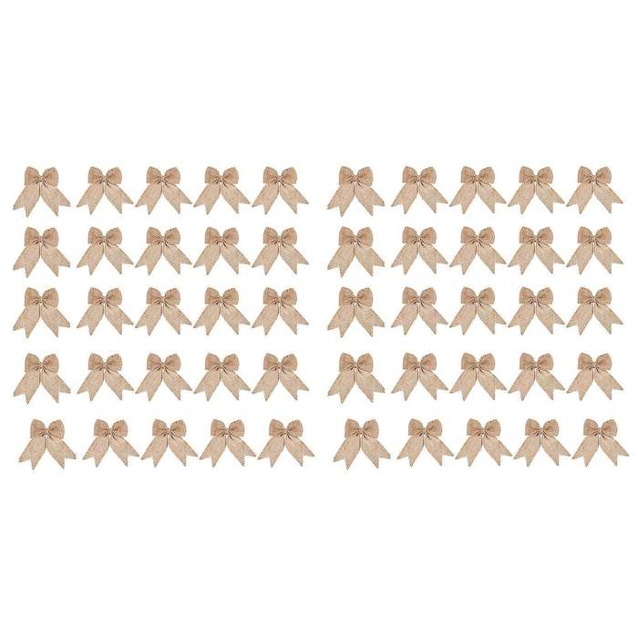 60 Pcs Burlap Bows Burlap Bow Knot Handmade Burlap for Christmas