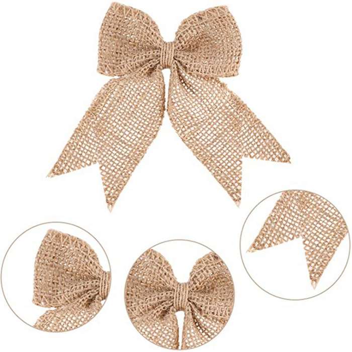 60 Pcs Burlap Bows Burlap Bow Knot Handmade Burlap for Christmas