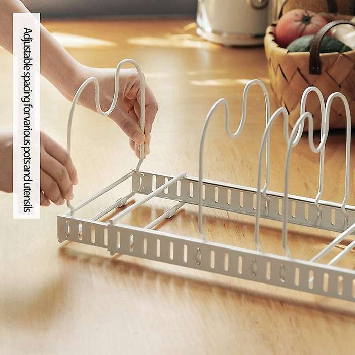 Adjustable Kitchen Shelves Metal Drying Pot Rack Cover Lid Rest Stand