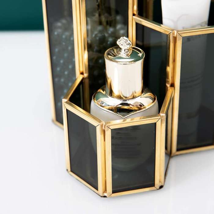 Makeup Brush Holder 3 Slots Glass Home Decorative for Desk Decor