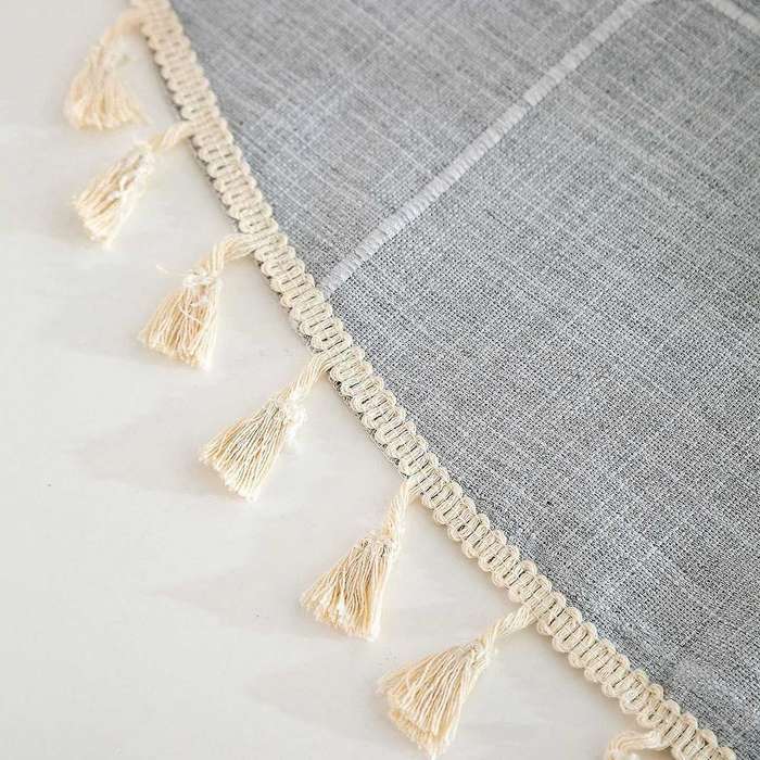59inch Rustic Table Clothes for Round Tables (striped Grey)