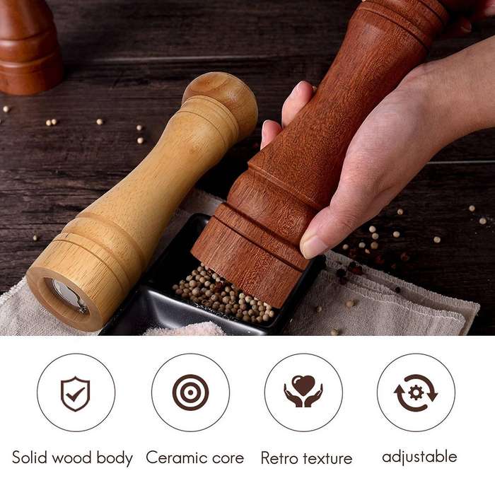Salt and Pepper Grinders,oak Wooden Salt and Pepper Mills [set Of 2]