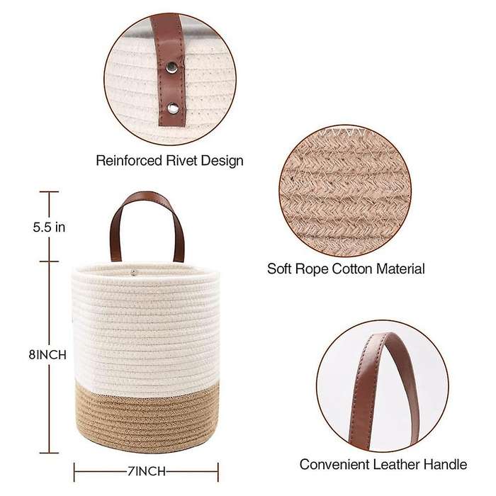 2 Pack Rope Hanging Basket, Woven Basket, for Organizing,shelf Basket