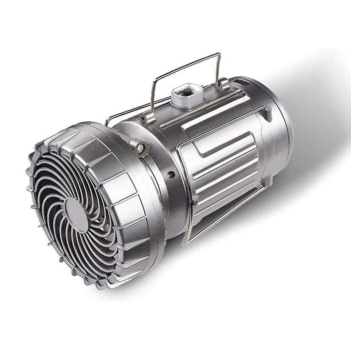 3 In 1 Led Camping Lantern with Fan, for Emergency,silver Us Plug