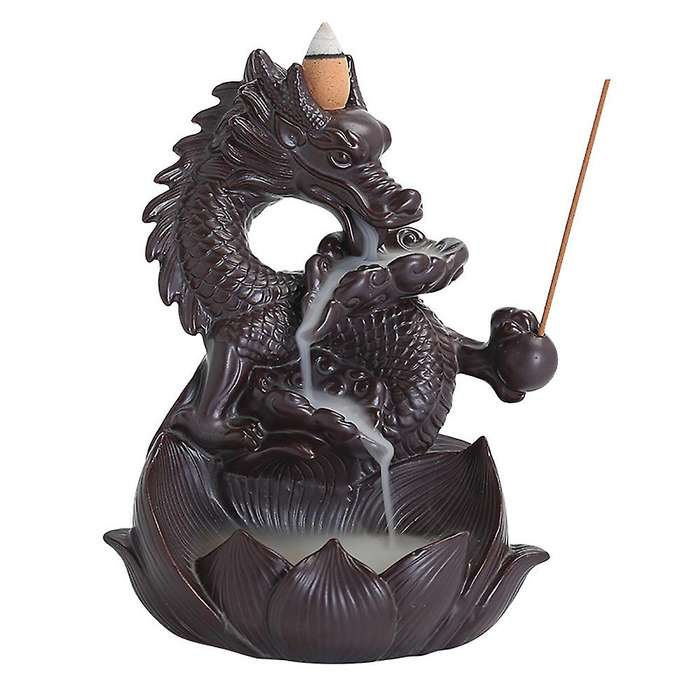 Home Decor Handmade Ceramic Dragon Backflow Incense Burner Holder