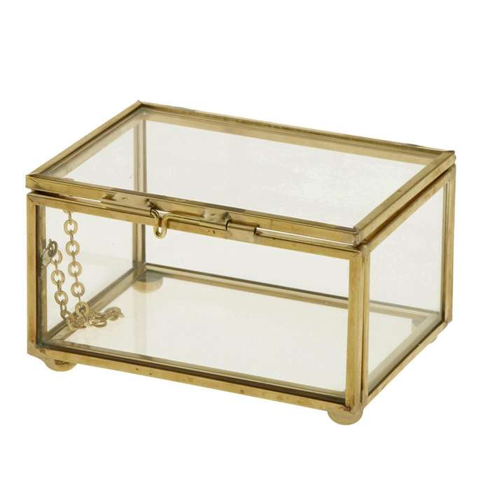 2x Geometric Glass Style Jewelry Box Table Container for Displaying