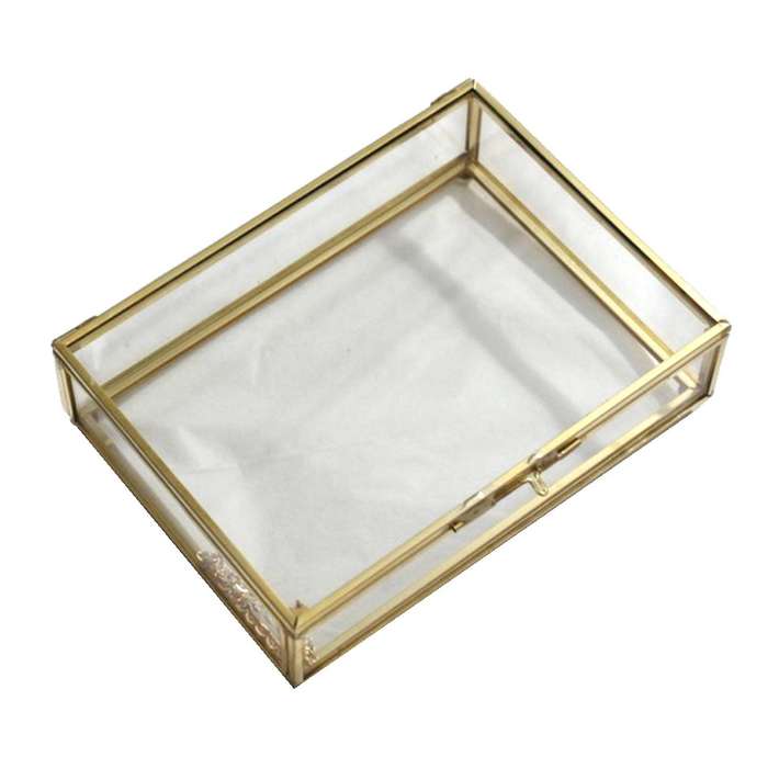 2x Geometric Glass Style Jewelry Box Table Container for Displaying