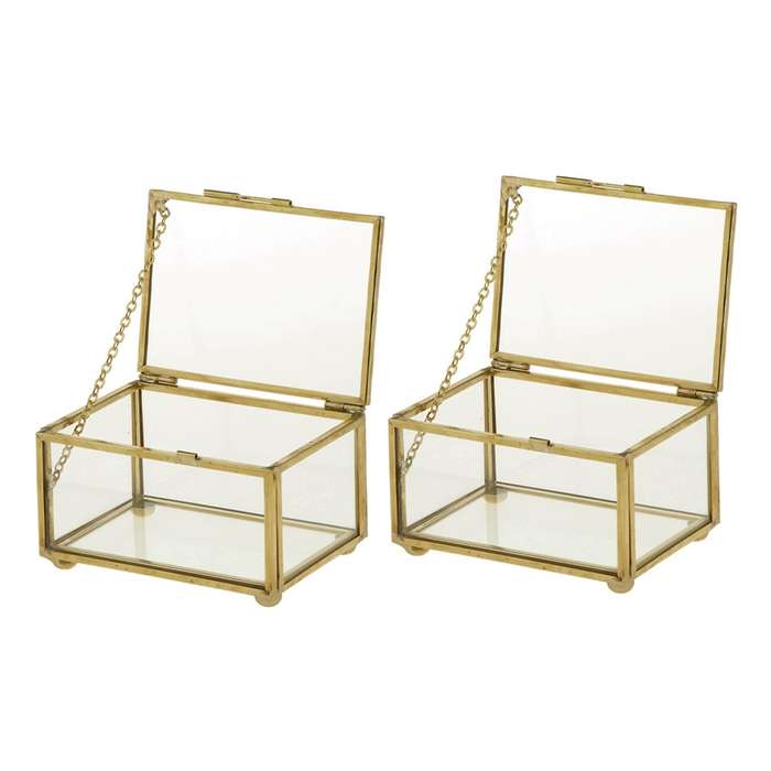 2x Geometric Glass Style Jewelry Box Table Container for Displaying