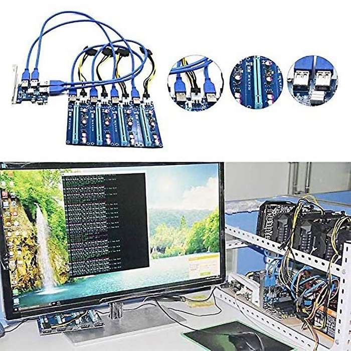 Pci-e Adapter Card for Four Usb3.0 Pci-e 1x to Pci-e 16x Btc Mining