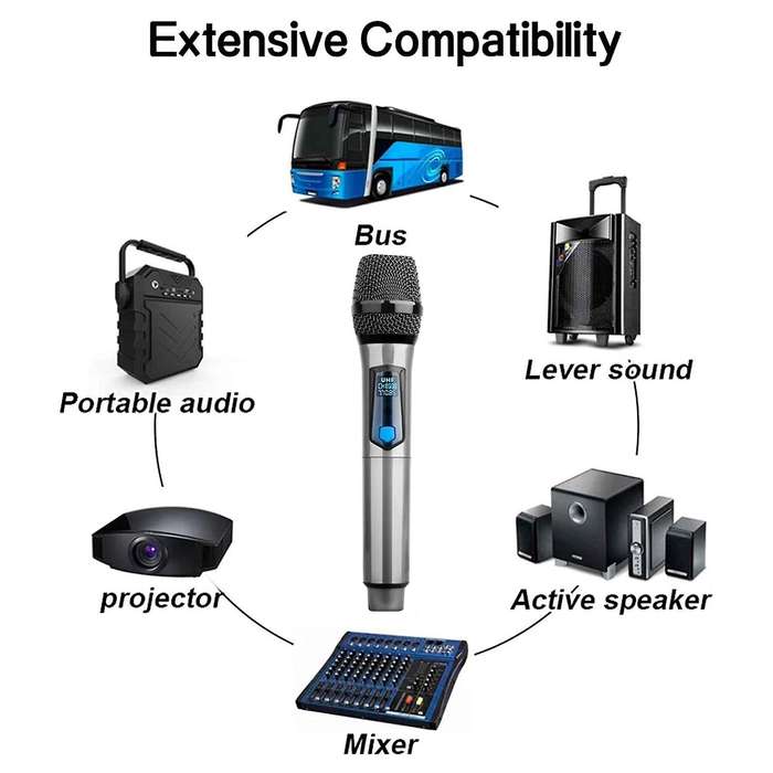 Wireless Mic with 6.35mm Plug Rechargeable for Singing/karaoke Etc