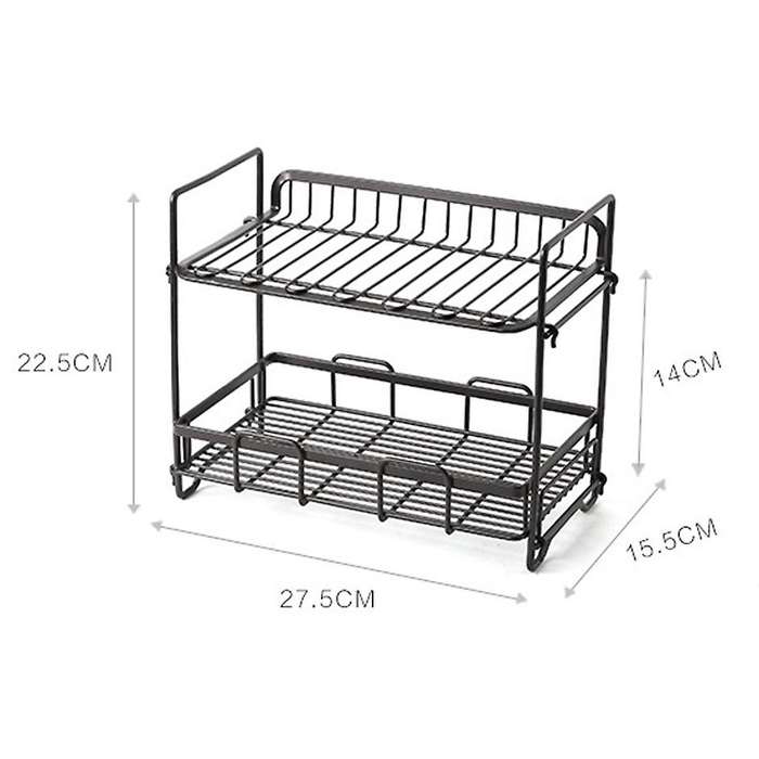 Storage Organiser Kitchen Wrought Iron Shelf, Storage Rack Black