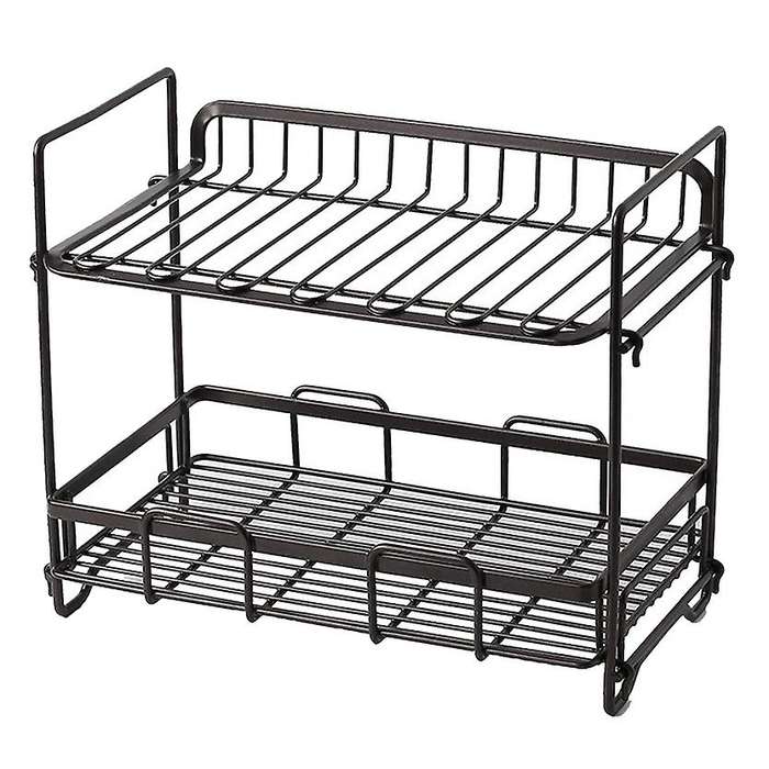 Storage Organiser Kitchen Wrought Iron Shelf, Storage Rack Black