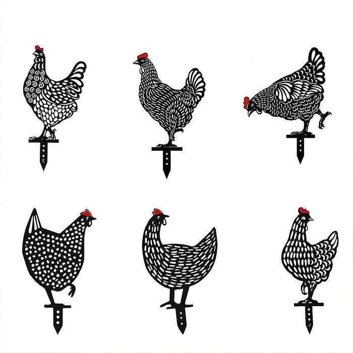 6 Pieces Chicken Garden Decoration Acrylic Statue for Home Backyard