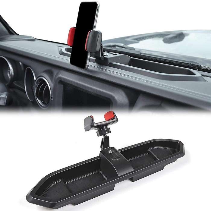 Phone Holder Storage Tray for 2018-2022 Jeep Wrangler Jl Black