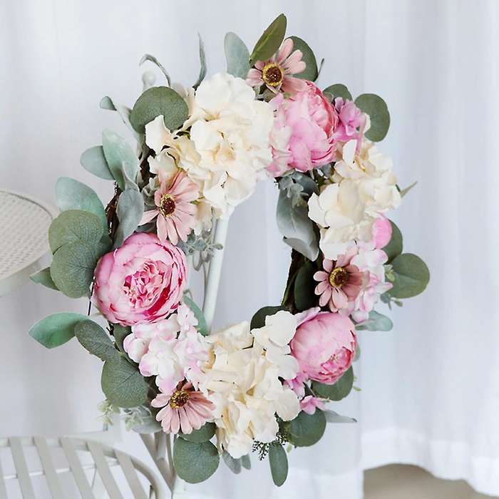 Peony Flower Decorative Artificial Flower Wreath, Faux Floral Wreath