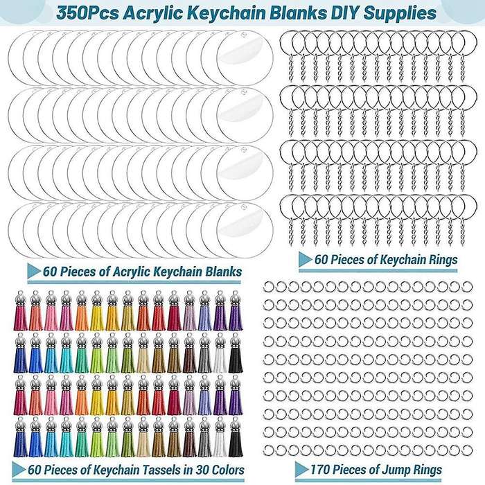 350pcs Acrylic Clear Keychain for Vinyl for Diy Keychain Craft