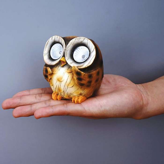 3 Packs Owl Solar Path Light Lamp Outdoor Solar Owl Decor Resin Owl