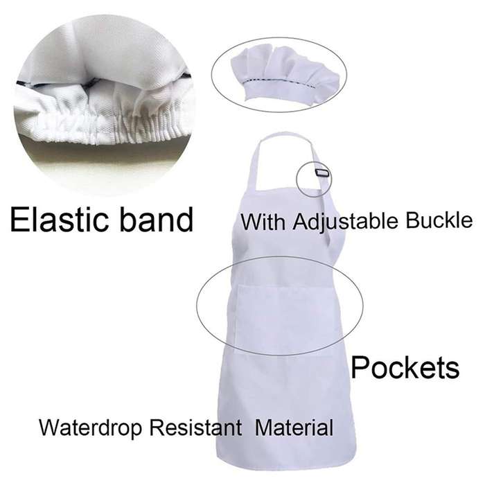 12-piece Children's Apron and Chef Hat Set Adjustable