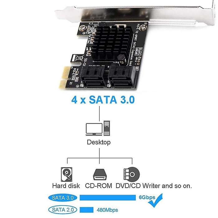 Pcie Sata Card with Low Profile Bracket Support 4 Sata 3.0 Devices