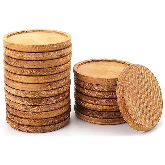 20 Packs Of Bamboo Plant Saucers-3.34 Inch Round Plant Succulent