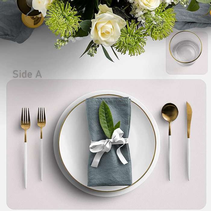 Placemats Leather and Coasters, Double-sided Pu Mats (green/beige)