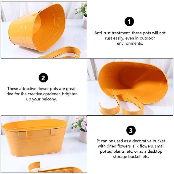 2 Pcs Flower Pot with Detachable Hook, Outdoor Flower Pot (orange)