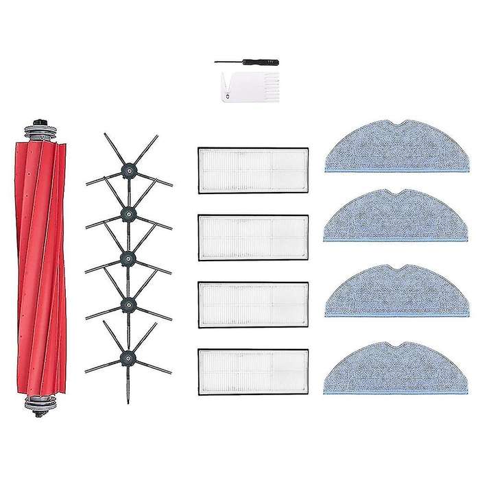 Roller Brush Side Brush Hepa Filter Mop Cloths for Roborock S7 T7s, A