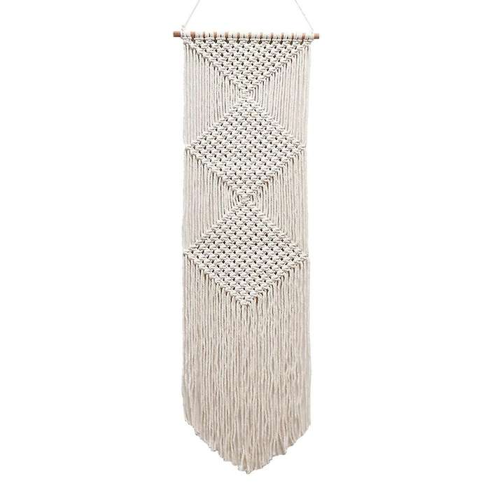 Rhombus Macrame Wall Hanging - Hand-woven Tapestry with Tassels