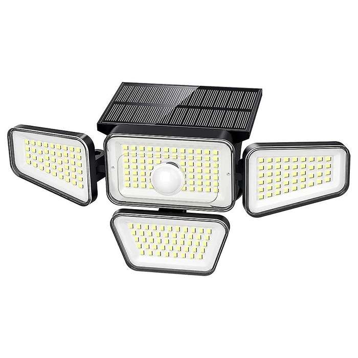 Solar Lights Outdoor,270 Led 3000lm Sensor Light,4 Heads 3 Modes
