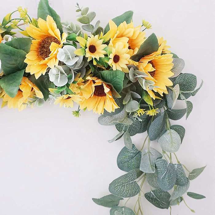 Greenery Swag Spring Floral Swag with Sunflower and Green Leaves