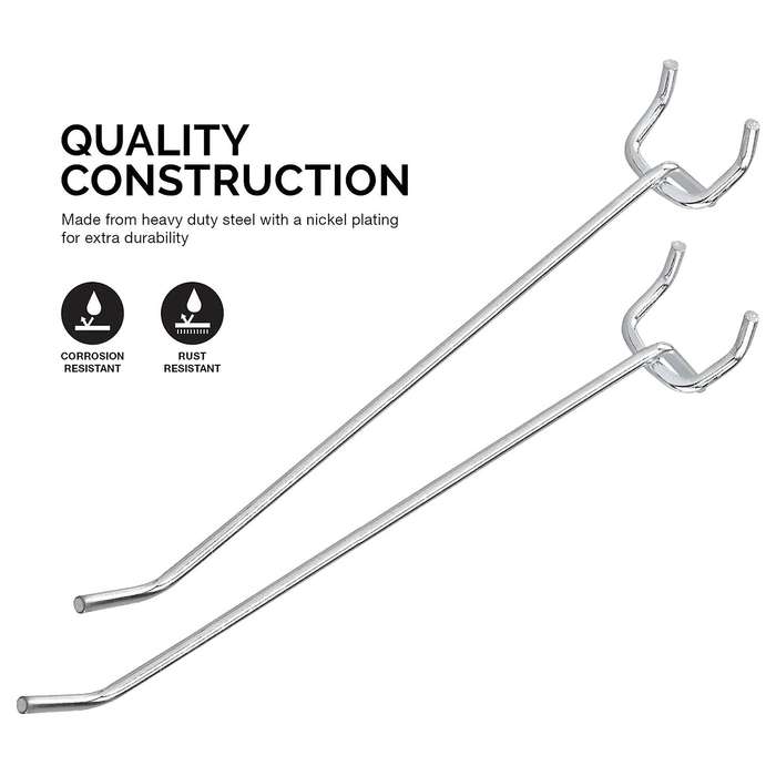 50 Pcs 6-inch Pegboard Hooks Shelving Hooks and Organizer Assortment