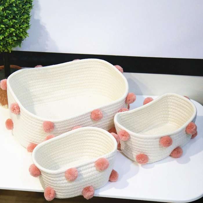 Cotton Rope Storage Basket Woven Desktop Cosmetic Storage Basket
