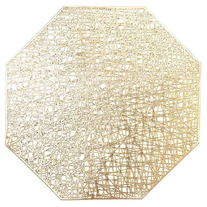 Set Of 6 Place Mats Octagonal Non Slip for Dinner Table (gold)