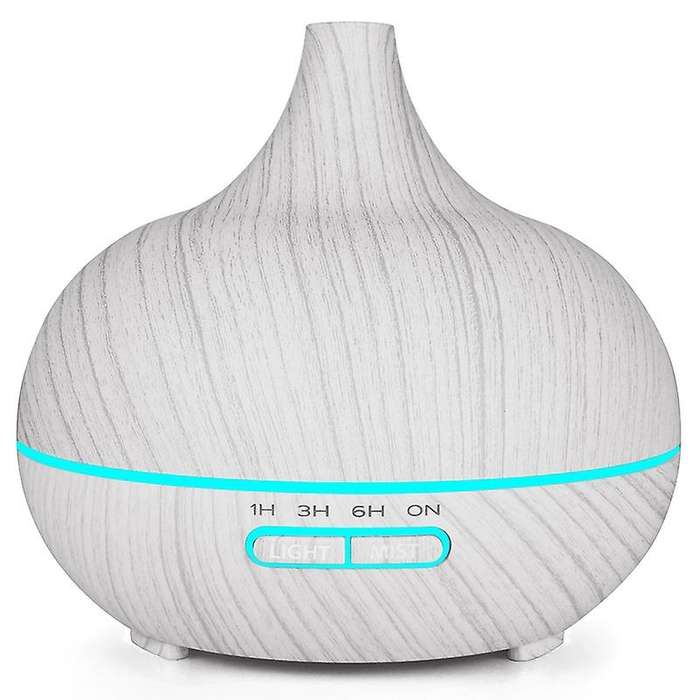 400ml Humidifier Aroma White Wood Grain 7 Colors Lights Eu Plug