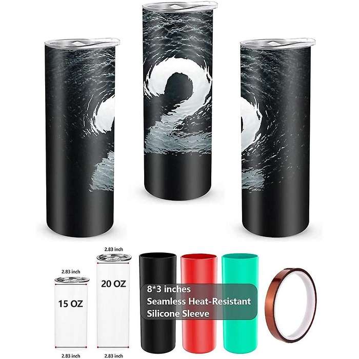 2-pack Reusable Silicone Wrap for 20oz Sublimation Skinny Tumblers B