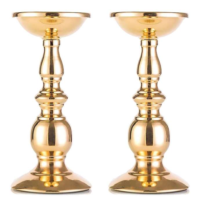 2 Pcs Iron Candle Holders,for Flameless Led Candles,gold (2 X L)